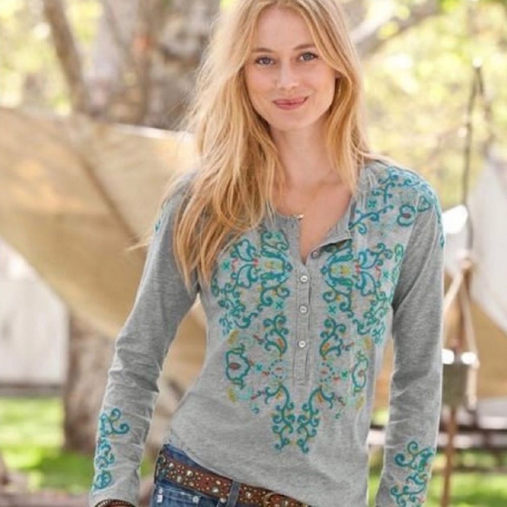 Sundance San Miguel Embroidered Henley Top